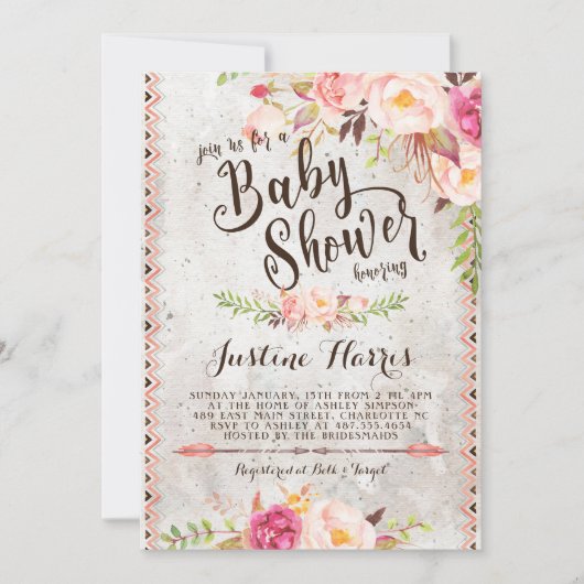 Boho Baby shower Uitnodiging (Voorkant)