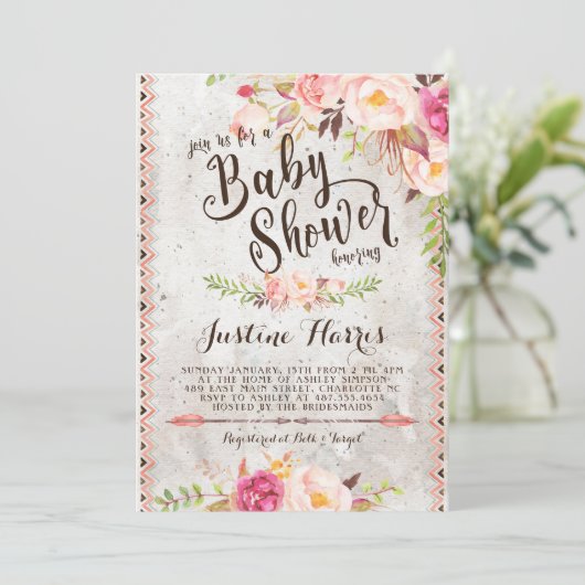 Boho Baby shower Uitnodiging (Staand voorkant)
