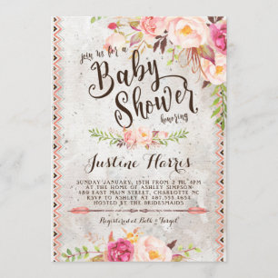 Boho Baby shower Uitnodiging