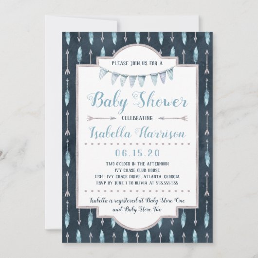 Boho Baby shower Uitnodiging (Voorkant)