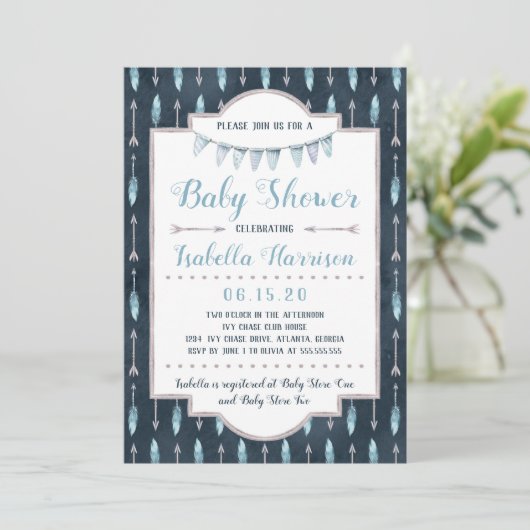 Boho Baby shower Uitnodiging (Staand voorkant)