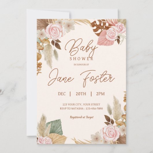 Boho Baby shower Uitnodiging (Voorkant)