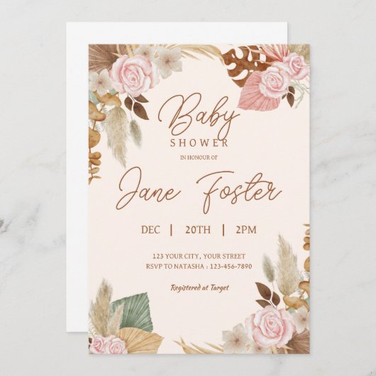 Boho Baby shower Uitnodiging (Voorkant / Achterkant)