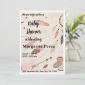 Boho Baby Shower Uitnodiging (Staand voorkant)