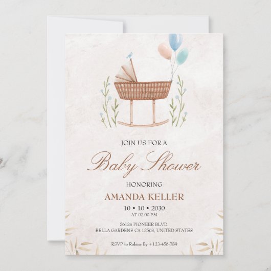 Boho Baby shower Uitnodiging (Voorkant)