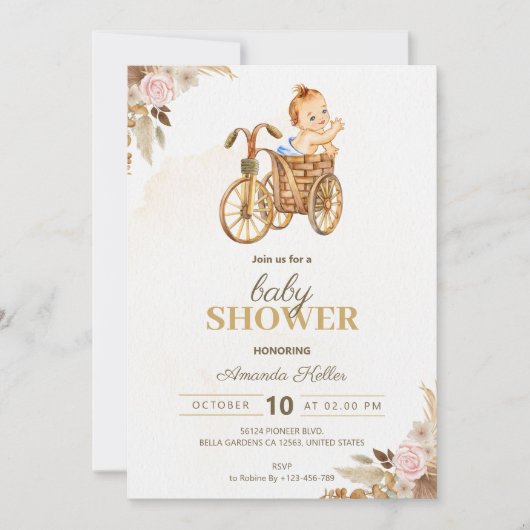 Boho Baby shower Uitnodiging (Voorkant)