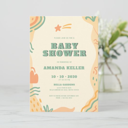 Boho Baby shower Uitnodiging (Staand voorkant)
