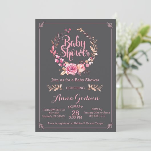 Boho Baby shower Uitnodiging (Staand voorkant)