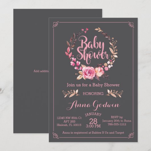 Boho Baby shower Uitnodiging (Voorkant / Achterkant)