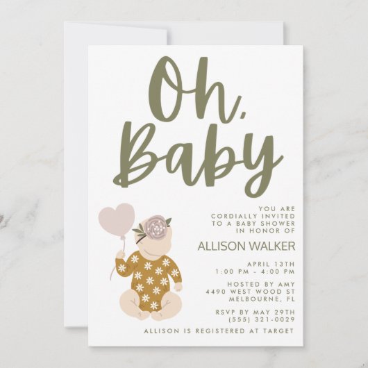 Boho Baby shower Uitnodiging (Voorkant)