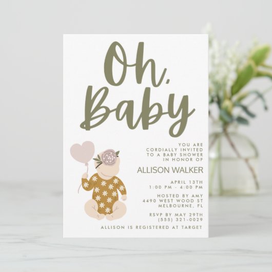 Boho Baby shower Uitnodiging (Staand voorkant)