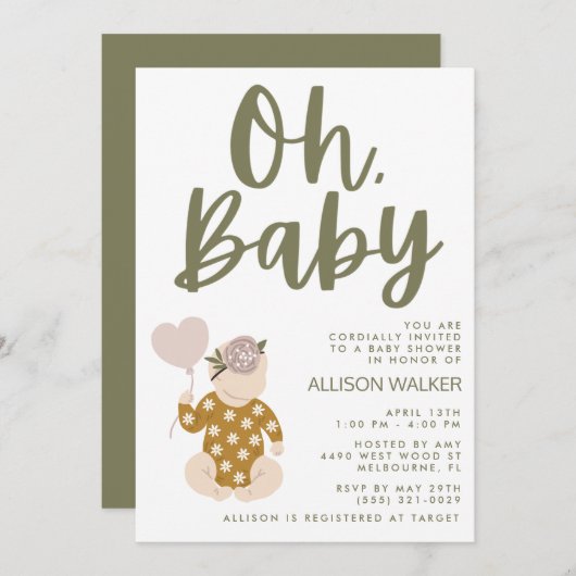 Boho Baby shower Uitnodiging (Voorkant / Achterkant)