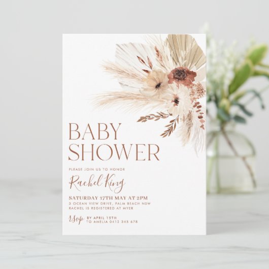 Boho Baby shower Uitnodiging Genderneutraal Rustis (Staand voorkant)