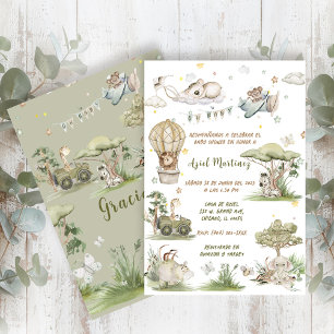 Boho Baby Shower Uitnodiging Safari Dier