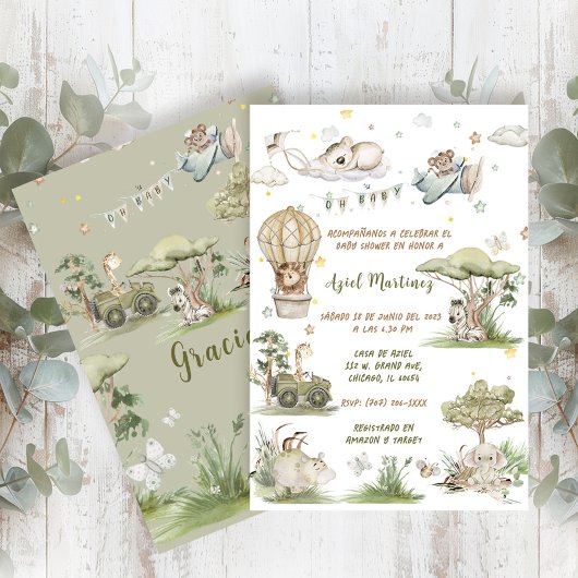 Boho Baby Shower Uitnodiging Safari Dier