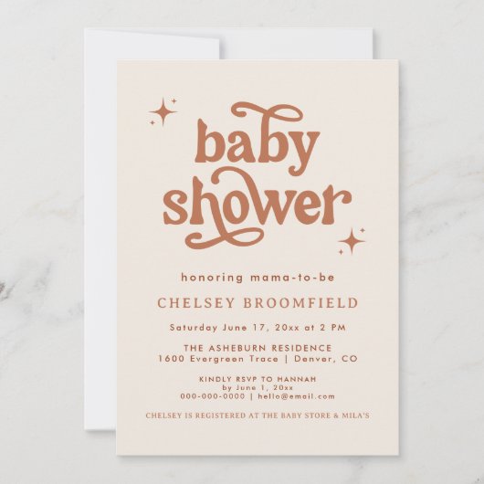 Boho Baby shower uitnodiging, terracotta douche Kaart (Voorkant)