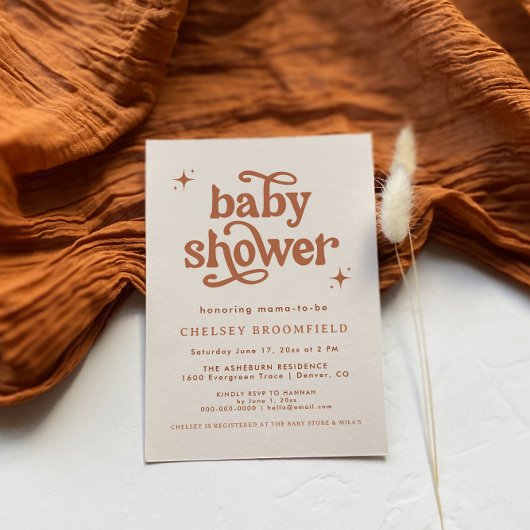 Boho Baby shower uitnodiging, terracotta douche Kaart