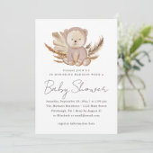 Boho Baby shower Uitnodiging tot het zoete Beer (Staand voorkant)