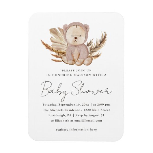 Boho Baby shower Uitnodiging tot het zoete Beer Magneet (Verticaal)