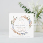 Boho Baby shower Uitnodiging voor Baby Boy (Staand voorkant)