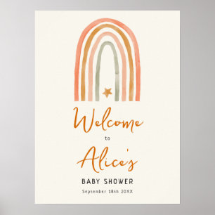 Boho Baby Shower Uitnodigingbord met Regenboog Poster