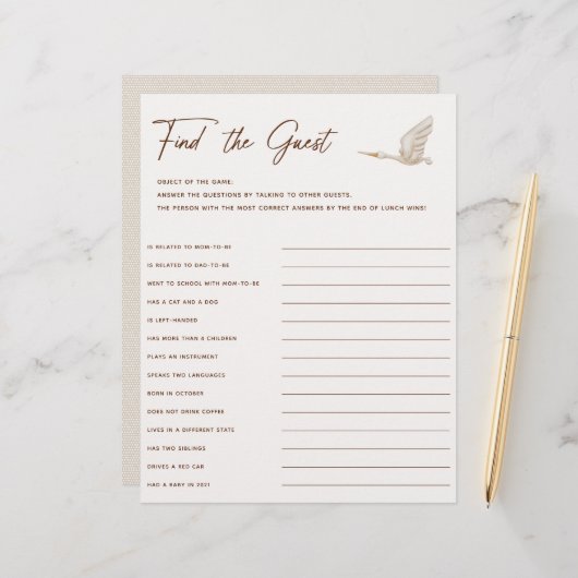 Boho Baby shower vindt het gastspel (Voorkant / Achterkant in situ)