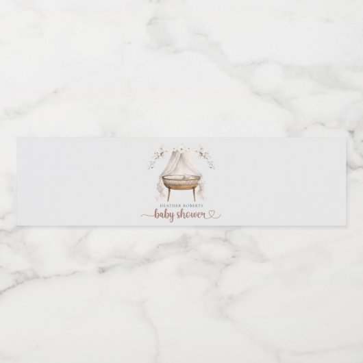 Boho Baby shower Waterfles Etiketten Neutraal (Enkel label)