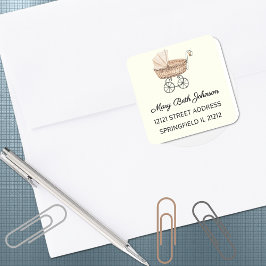 Boho Baby shower Waterverf 1.5-in Adres Sticker