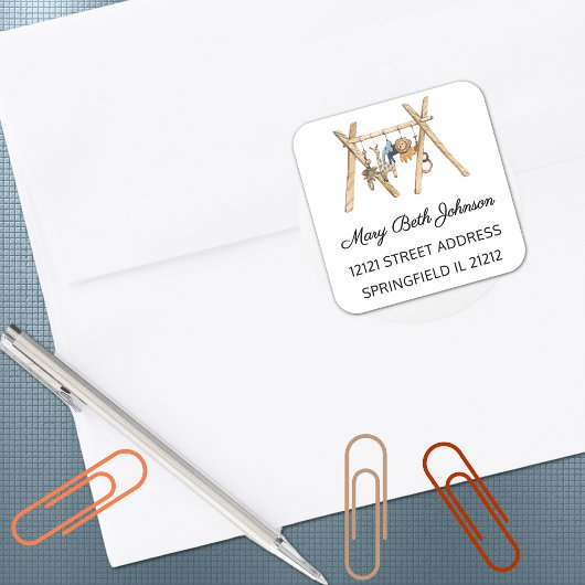 Boho Baby shower Waterverf 1.5-in Adres Sticker