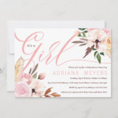 Boho Baby shower, Waterverf Bloemenuitnodiging Kaart (Voorkant)