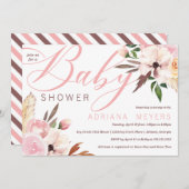 Boho Baby shower, Waterverf Floral Kaart (Voorkant / Achterkant)