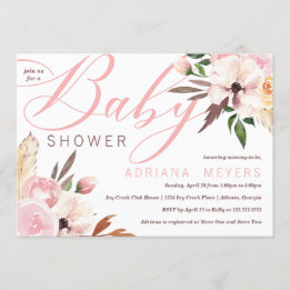 Boho Baby shower, Waterverf Floral Kaart