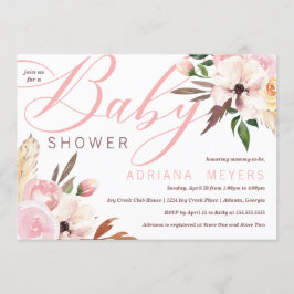 Boho Baby shower, Waterverf Floral Kaart