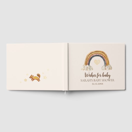 Boho Baby shower Waterverf Rainbow Guest Book Gastenboek (Volledig)