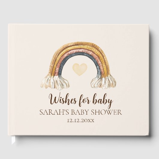 Boho Baby shower Waterverf Rainbow Guest Book Gastenboek (Voorkant)