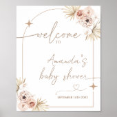Boho Baby shower Welcome Sign. Modern Pampas Grass Poster (Voorkant)