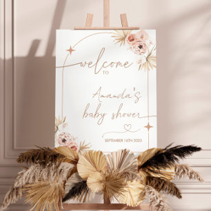 Boho Baby shower Welcome Sign. Modern Pampas Grass Poster