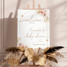 Boho Baby shower Welcome Sign. Modern Pampas Grass