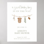 Boho Baby shower welkomstbord, groene jongensdouch Poster (Voorkant)