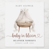 Boho Baby shower Wijnlabel Baby in Bloom Wijn Etiket (Enkel label)