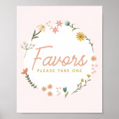 Boho Baby shower Wildflower Favoriet Poster (Voorkant)