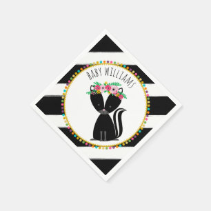 Boho Baby Skunk Pompom Baby shower Napkins Servetten