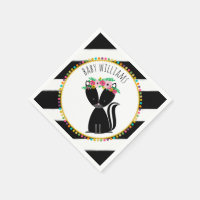Boho Baby Skunk Pompom Baby shower servetten