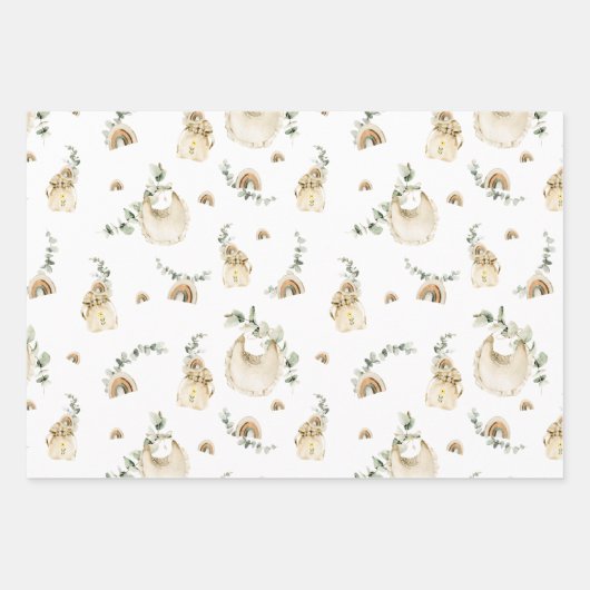 Boho Baby slabbetjes regenbogen botanische groen p Inpakpapier Vel (Voorkant 2)