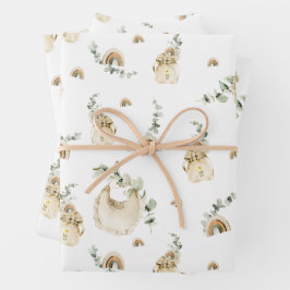 Boho Baby slabbetjes regenbogen botanische groen p Inpakpapier Vel