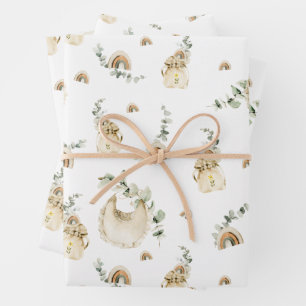 Boho Baby slabbetjes regenbogen botanische groen p Inpakpapier Vel