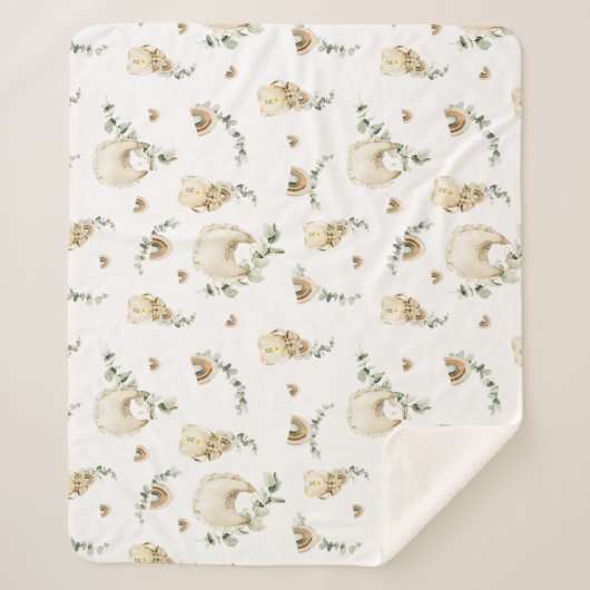 Boho Baby slabbetjes regenbogen botanische groen p Sherpa Deken (Voorkant)