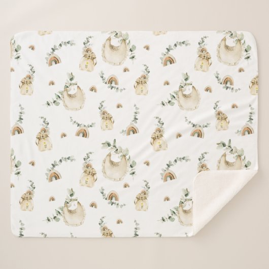 Boho Baby slabbetjes regenbogen botanische groen p Sherpa Deken (Voorkant (horizontaal))