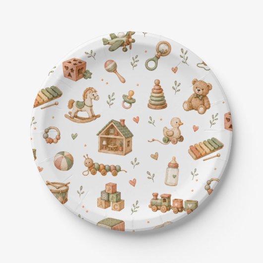 Boho Baby Speeltjes  Papieren Bordje (Voorkant)