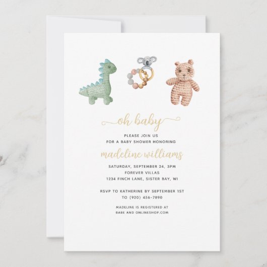 BOHO Baby Speys Neutral Oh Baby shower Kaart (Voorkant)